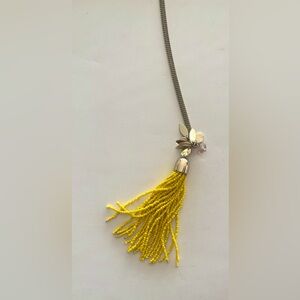 LOFT Yellow Beaded Tassel Necklace